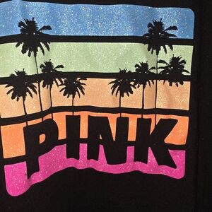 PINK Victoria's Secret Black Tee with Glitter Palm Design